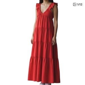 Jason Wu Vibrant Red Tiered Maxi Dress